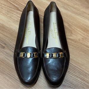 Vintage Salvatore Ferragamo Boutique Gancini Dark Brown Loafers Size Size 8.5 B